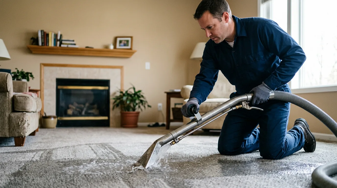 Water damage restoration technician working near Wellston, OH